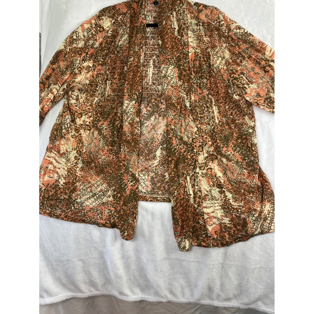 Westbound Woman Cardigan Women 2X Brown Orange Excellent Abstract Burnout Print - Picture 12 of 12